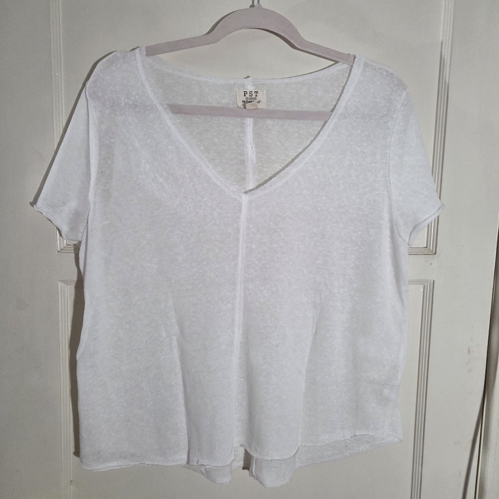 PST Los Angeles White Short Sleeve Shirt Large